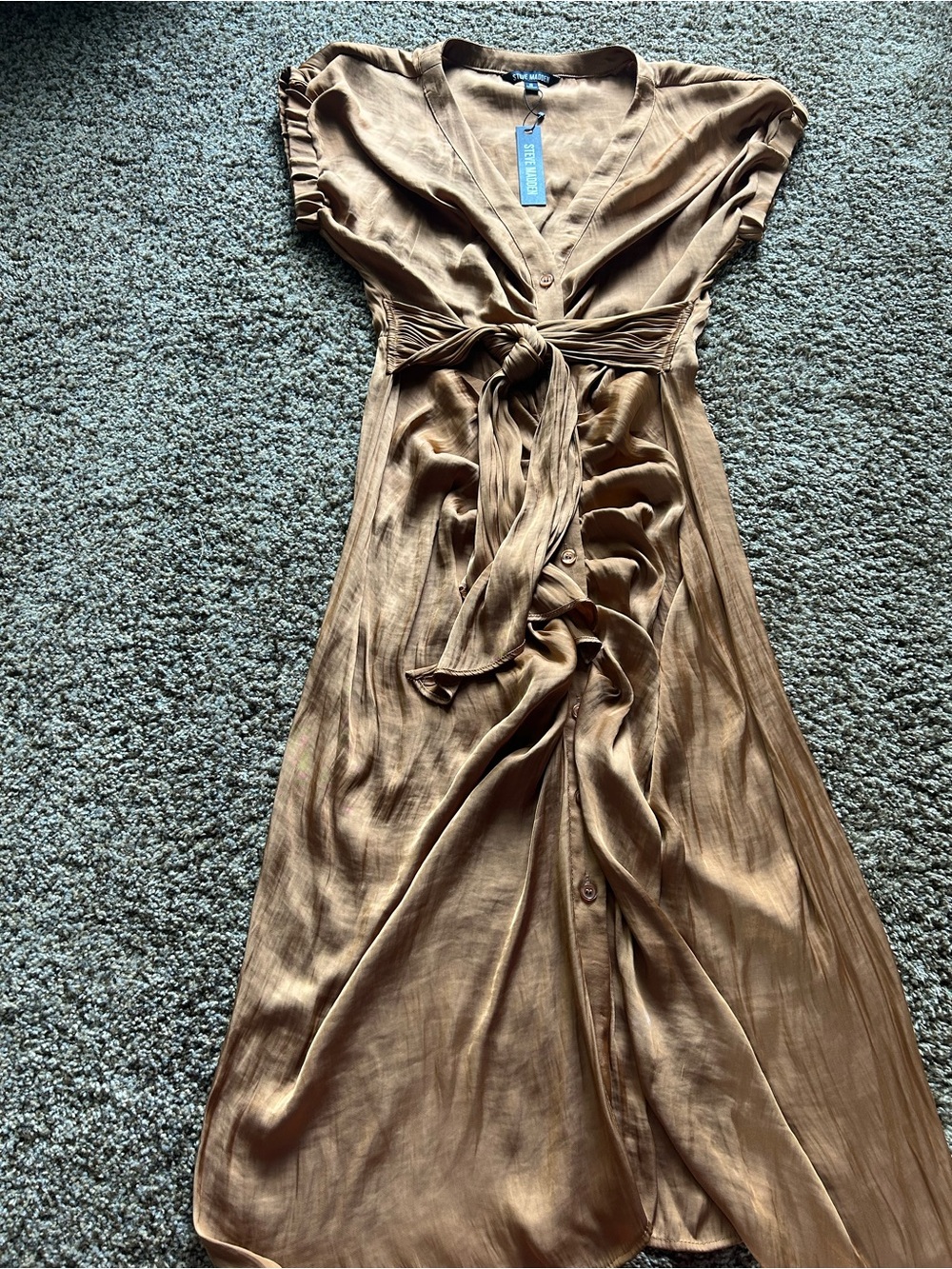 Steve Madden Brown Tie-Waist Midi Dress